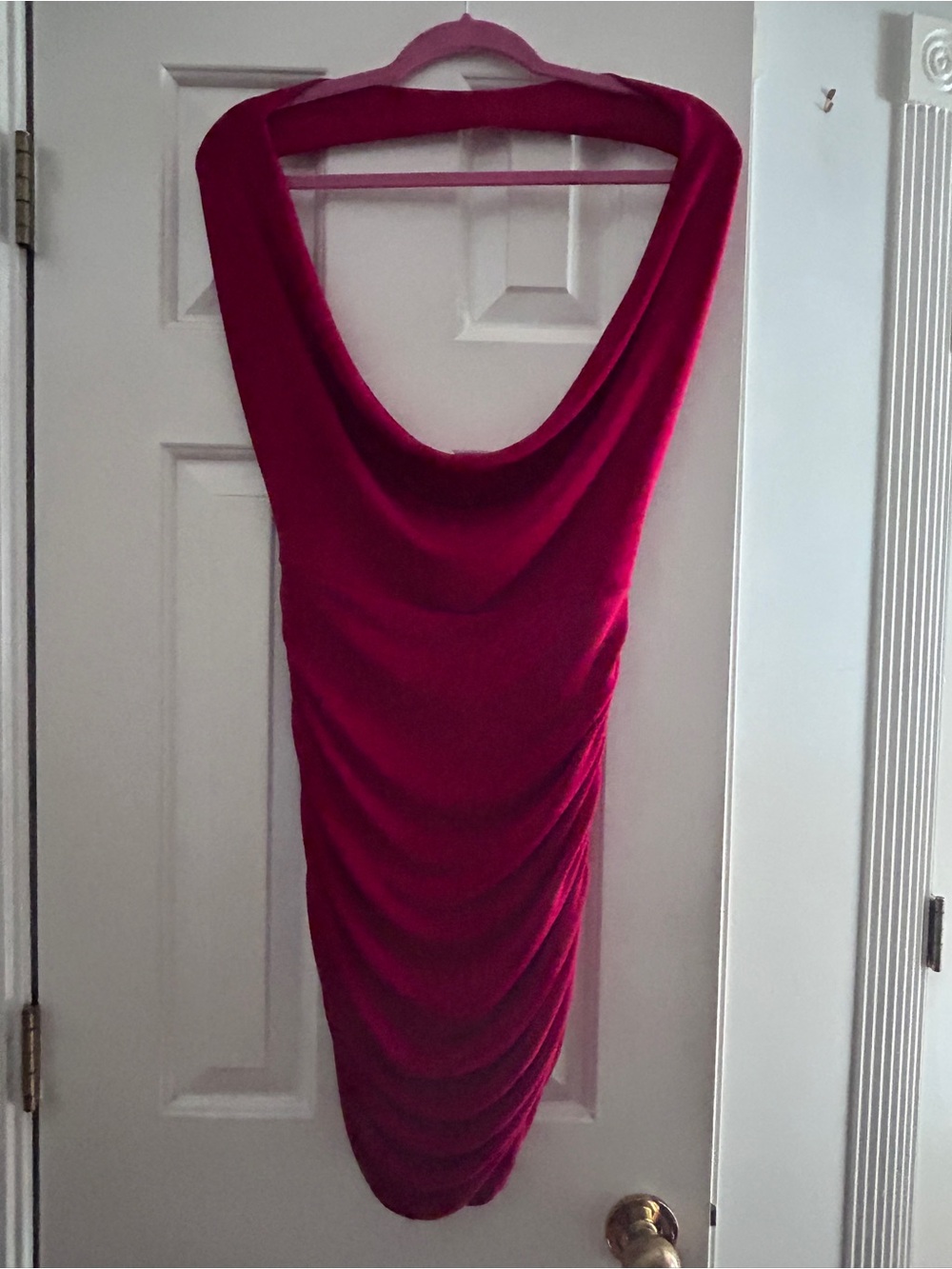 AKIRA Magenta Backless Draped Bodycon Dress